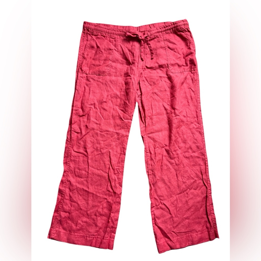 Allen Allen red linen straight leg pants size XL